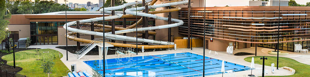 Adelaide Aquatic Centre slides and outdoor pool