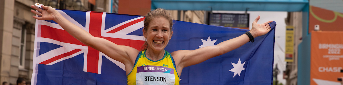Jess Stenson with Australian flag