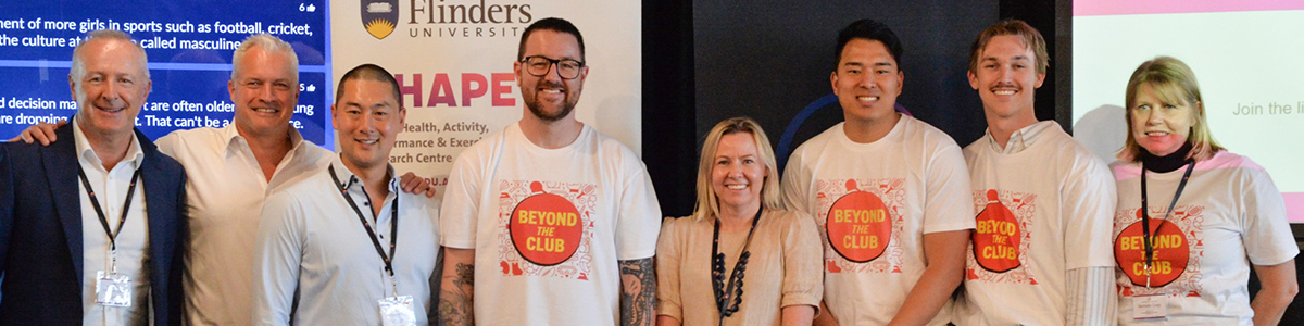 Podcast hosts Ben Hook and Dr Sam Elliott (second and third from left) with the Beyond the Club partners and production team